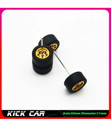 [WTS10] Roues 1/64 de couleur métallique avec pneus en caoutchouc, 1 jeu (4 pièces), pièces mod