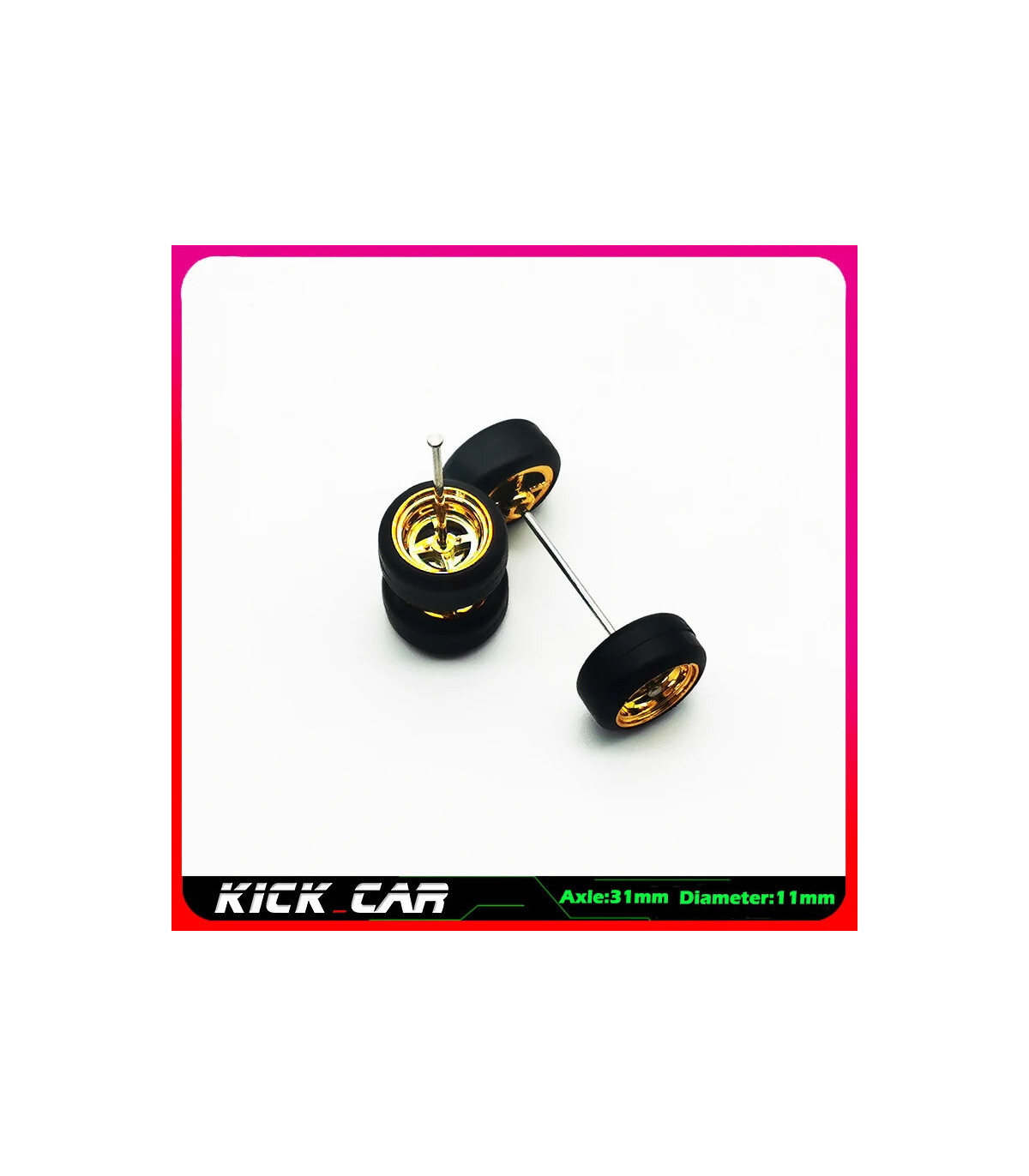 [WTS04] Roues 1/64 de couleur métallique avec pneus en caoutchouc, 1 jeu (4 pièces), pièces mod