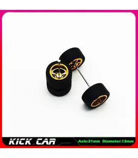 [WTS07] Roues 1/64 de couleur métallique avec pneus en caoutchouc, 1 jeu (4 pièces), pièces mod