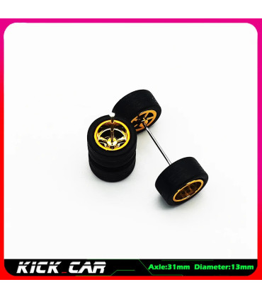 [WTS07] Roues 1/64 de couleur métallique avec pneus en caoutchouc, 1 jeu (4 pièces), pièces mod