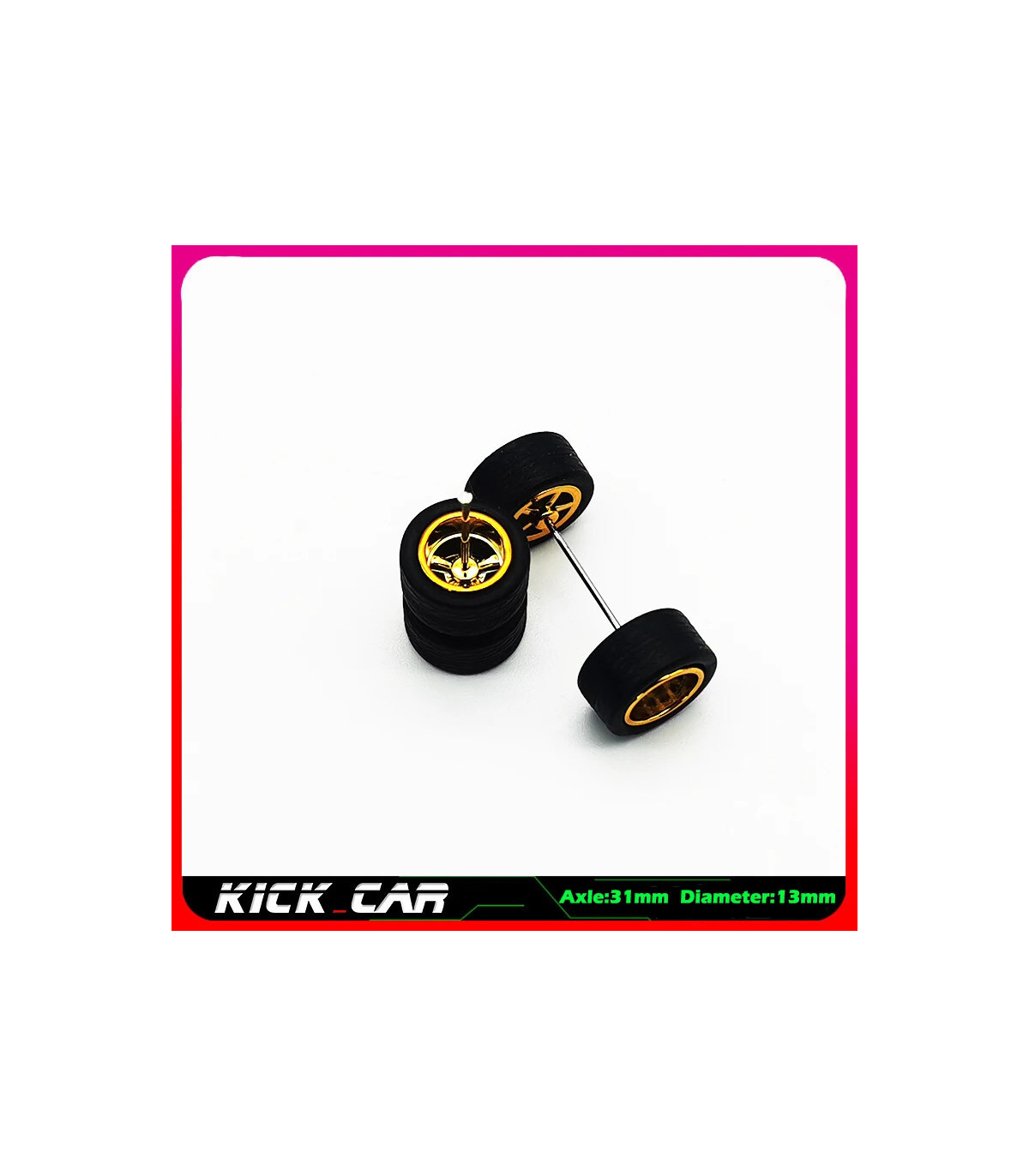 [WTS07] Roues 1/64 de couleur métallique avec pneus en caoutchouc, 1 jeu (4 pièces), pièces mod