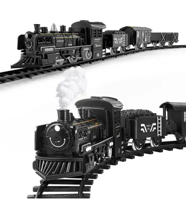 [195x75cm-rechargeabl] Train de fret amusant pour chemin de fer, Locomotive à vapeur d\'eau, ens