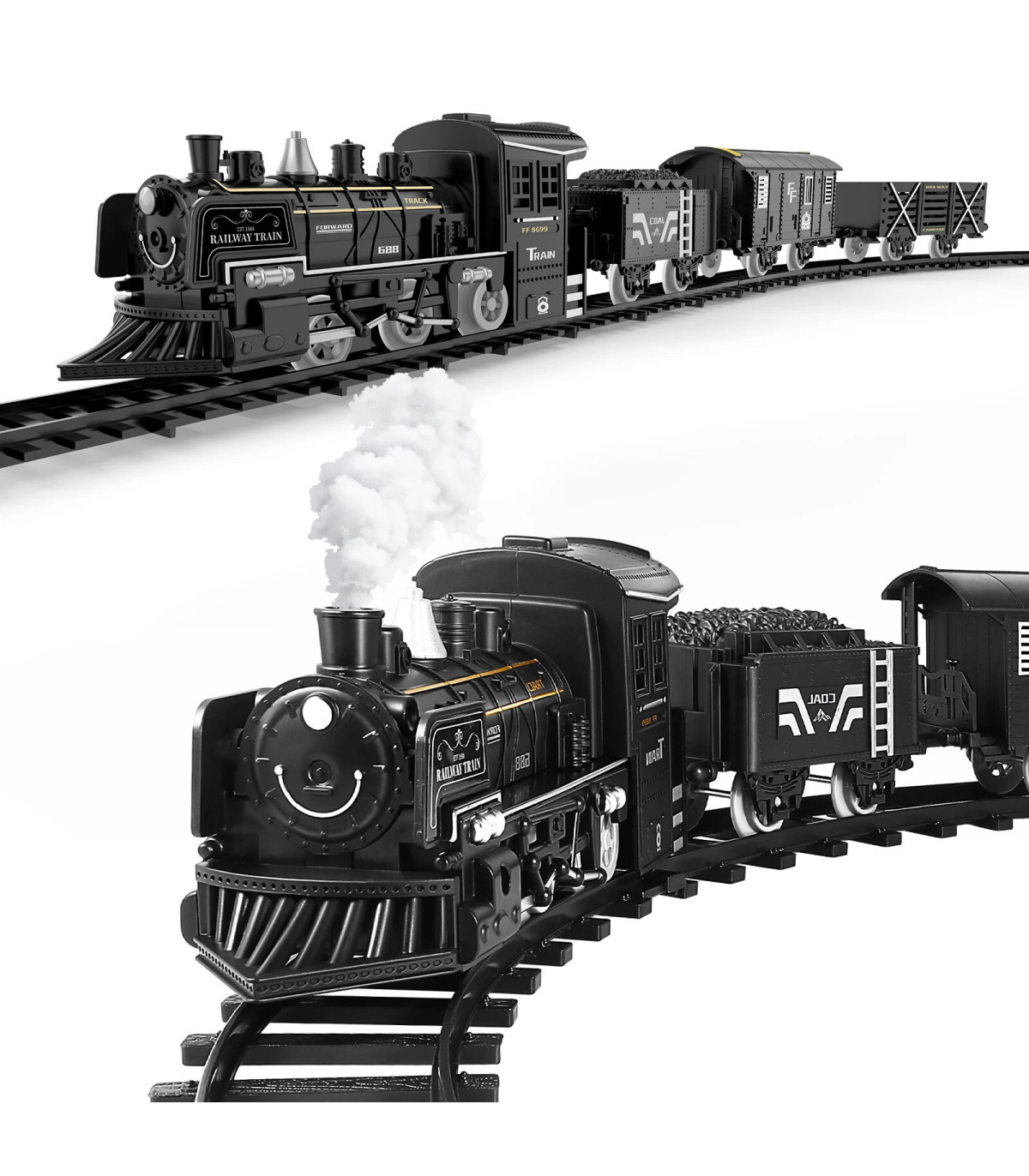 [Only Locomotive-Batt] Train de fret amusant pour chemin de fer, Locomotive à vapeur d\'eau, ens