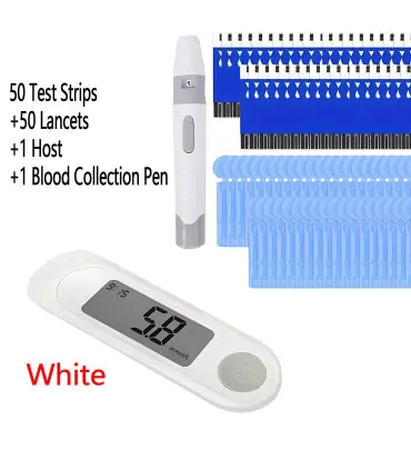 [White] Compteur de glycémie, Kit de test du diabète, Machine à lancette du diabète, glucomètre
