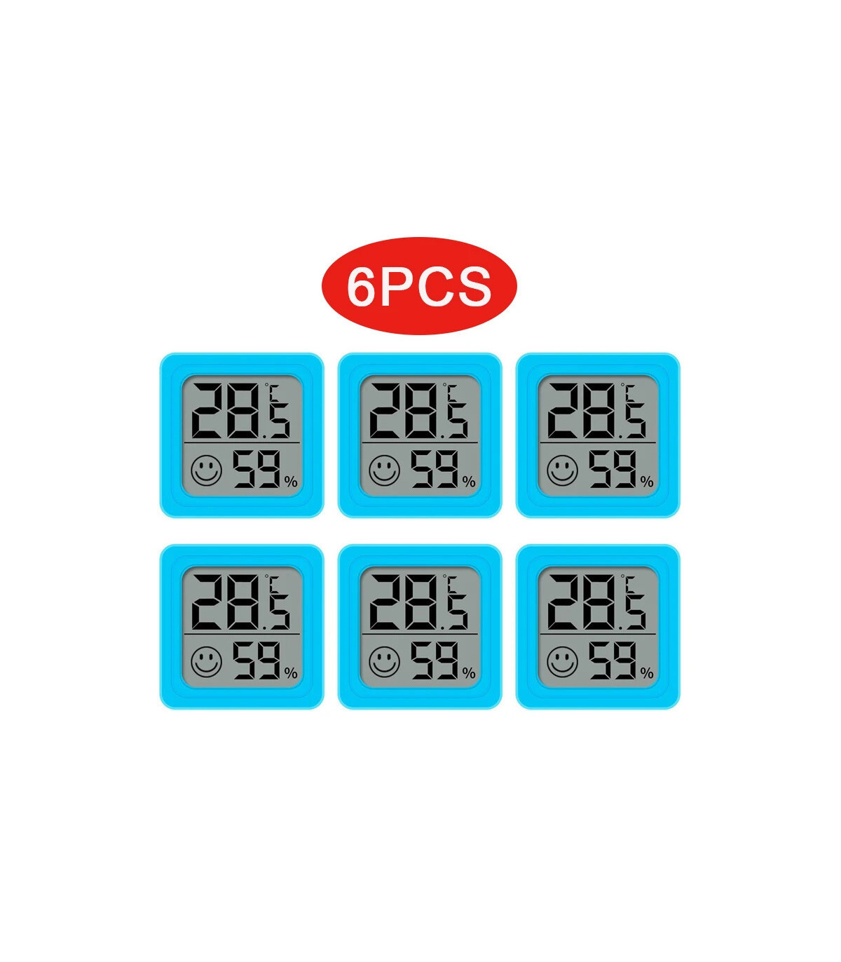 Pack 6pcs type pièces thermomètres hygromètres LCD numériques