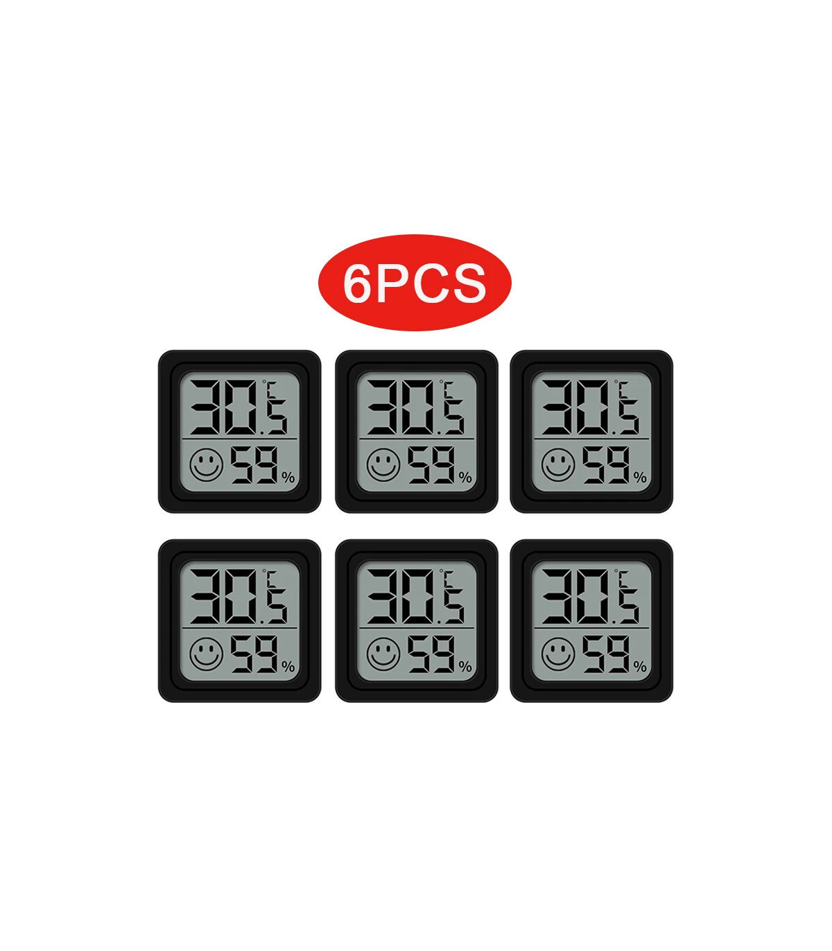 [6PCS Type 3] 4 pièces thermomètre numérique hygromètre intérieur Mini température LCD moniteur