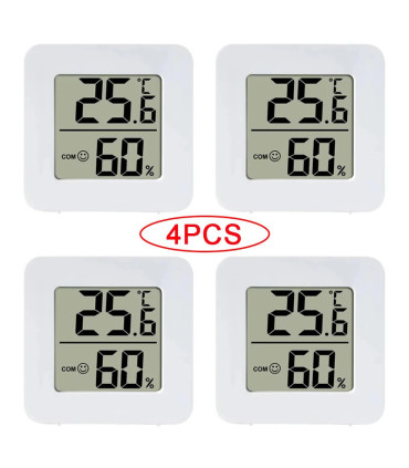 [4PCS Type 2] 4 pièces thermomètre numérique hygromètre intérieur Mini température LCD moniteur