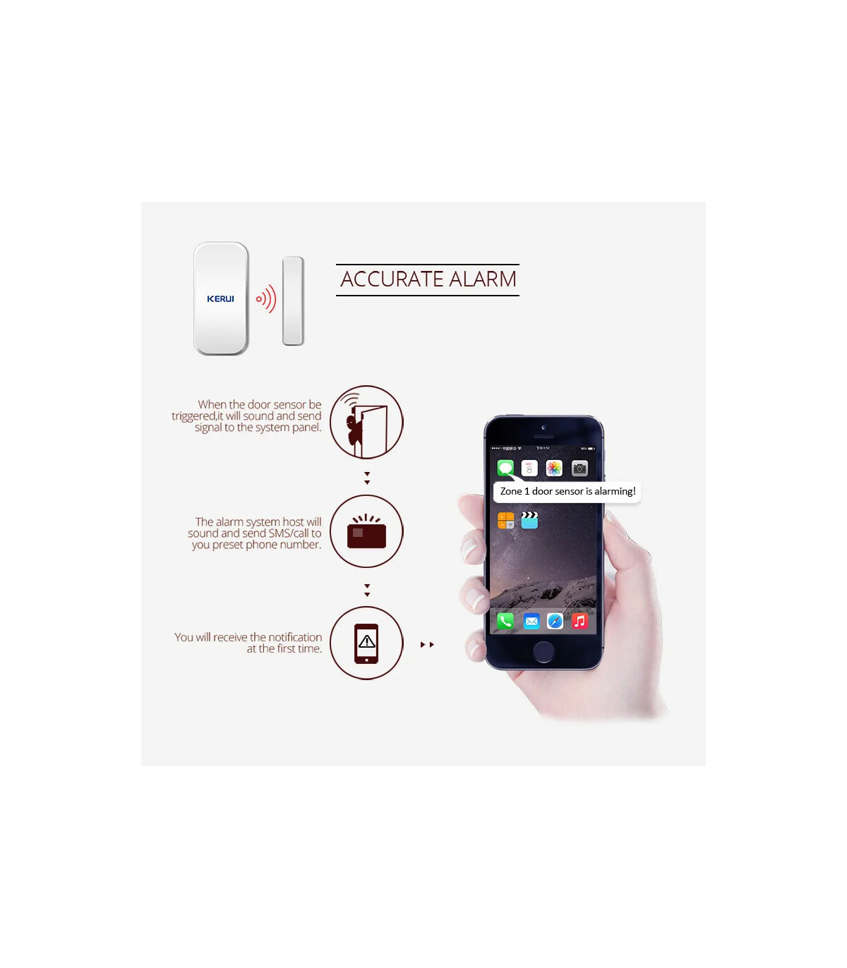 [3pcs CHINA] KERUI – détecteur de capteur magnétique de porte sans fil, pour panneau de clavier