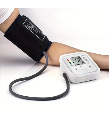 [White] Tensiomètre à bras médical, jauge de lecture, sphygmomanomètre pour personnes âgées, me