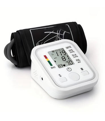 [White] Tensiomètre à bras médical, jauge de lecture, sphygmomanomètre pour personnes âgées, me