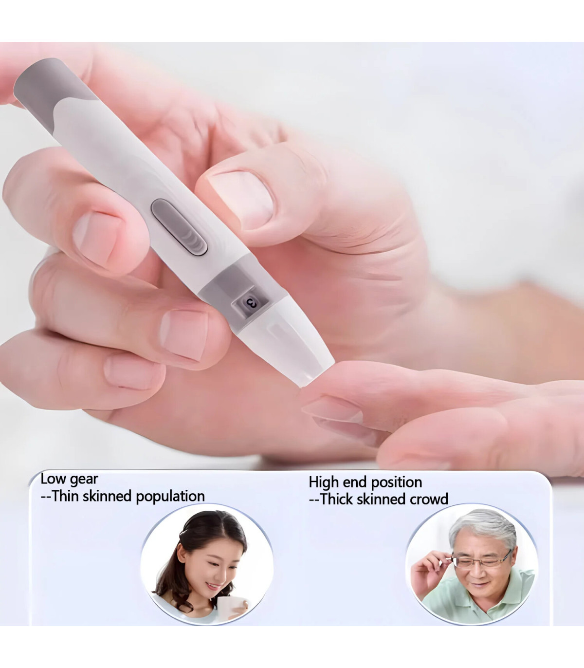 [White] Compteur de glycémie, Kit de test du diabète, Machine à lancette du diabète, glucomètre