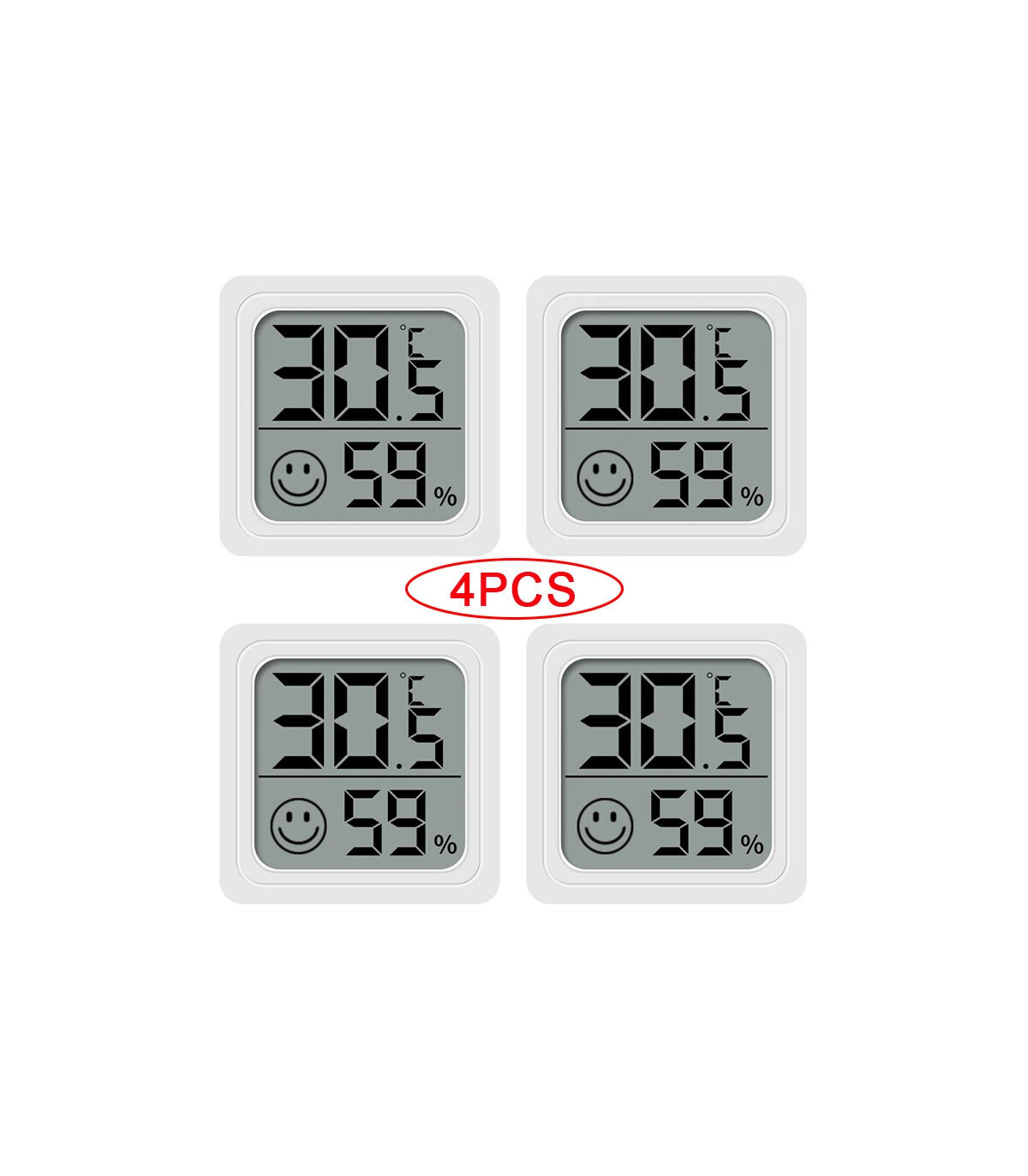 4pcs type pièces thermomètre hygromètre numérique LCD affichage