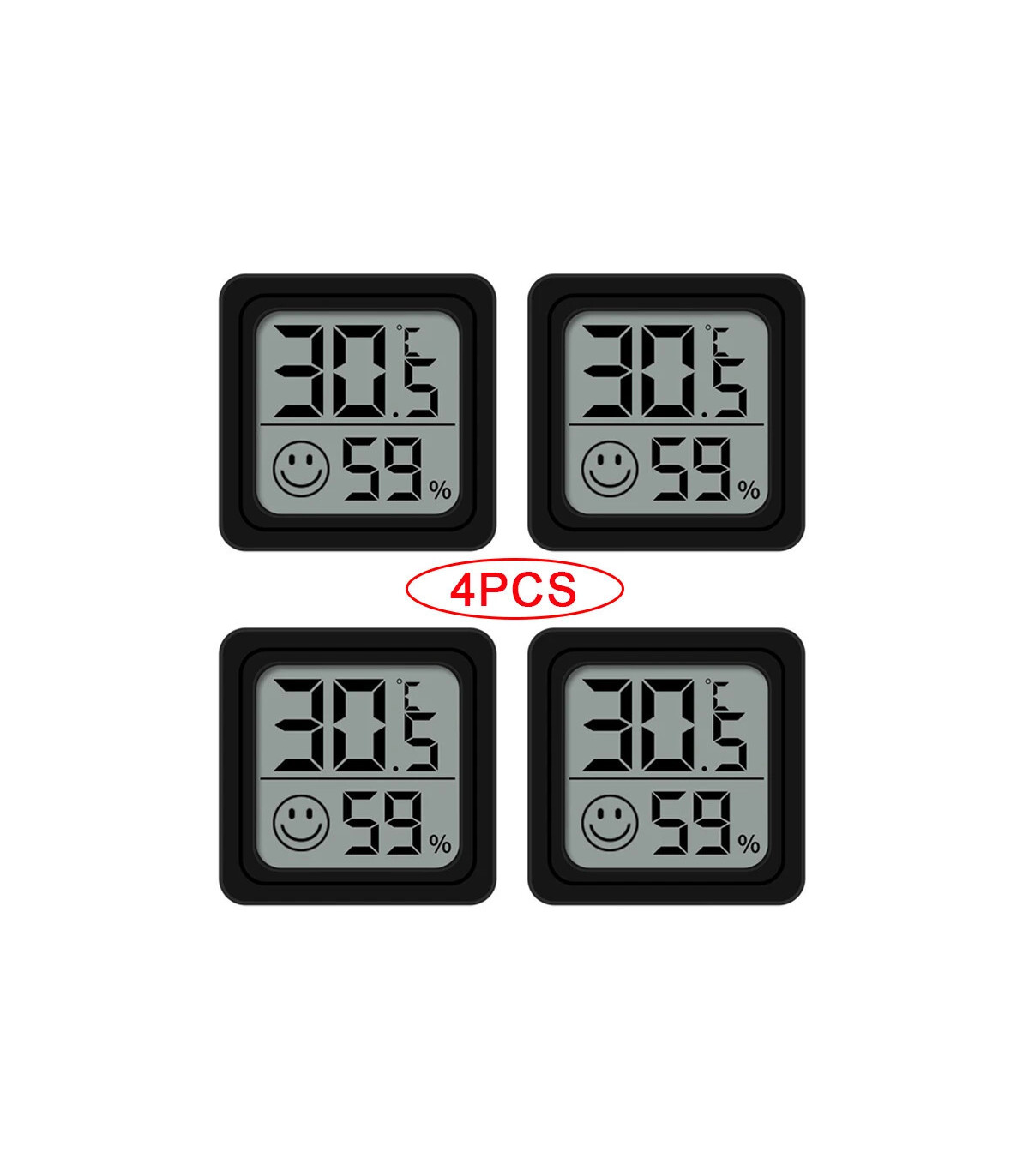 [4PCS Type 3] 4 pièces thermomètre numérique hygromètre intérieur Mini température LCD moniteur