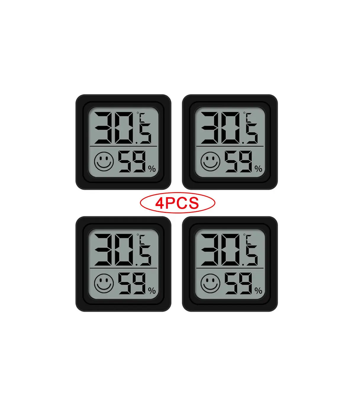 [4PCS Type 3] 4 pièces thermomètre numérique hygromètre intérieur Mini température LCD moniteur