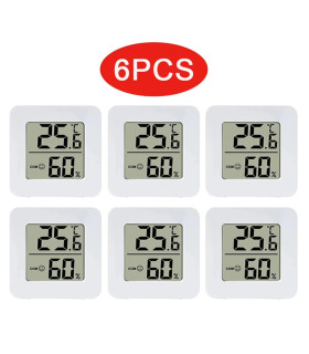 [6PCS Type 2] 4 pièces thermomètre numérique hygromètre intérieur Mini température LCD moniteur