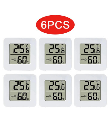 [6PCS Type 2] 4 pièces thermomètre numérique hygromètre intérieur Mini température LCD moniteur