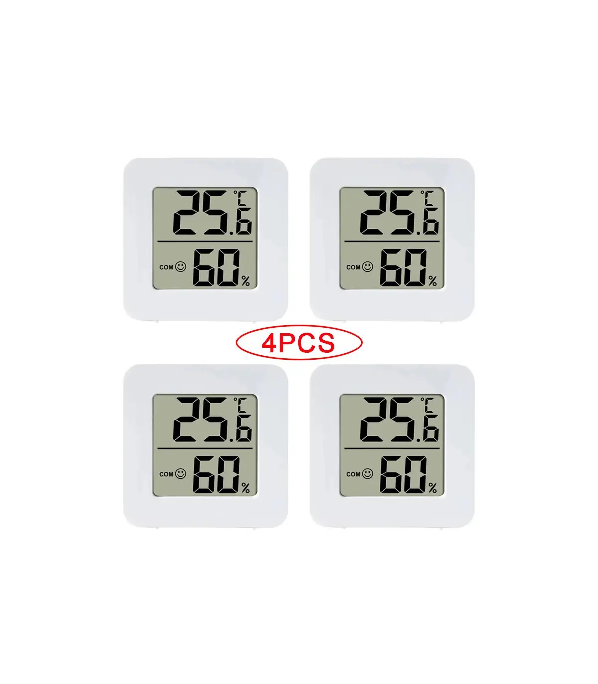 [4PCS Type 2] 4 pièces thermomètre numérique hygromètre intérieur Mini température LCD moniteur