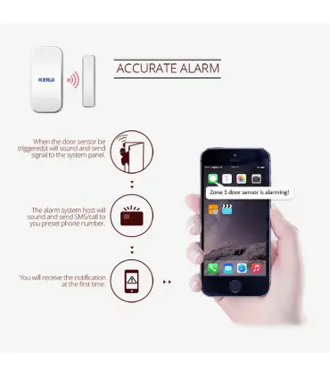 [3pcs] KERUI – détecteur de capteur magnétique de porte sans fil, pour panneau de clavier tacti