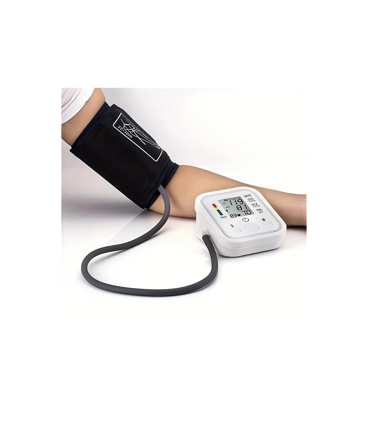 [White] Tensiomètre à bras médical, jauge de lecture, sphygmomanomètre pour personnes âgées, me