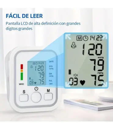 [White] Tensiomètre à bras médical, jauge de lecture, sphygmomanomètre pour personnes âgées, me