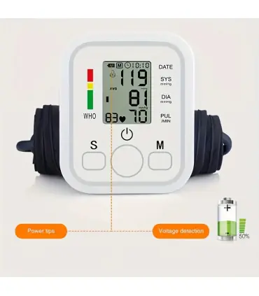 [White] Tensiomètre à bras médical, jauge de lecture, sphygmomanomètre pour personnes âgées, me