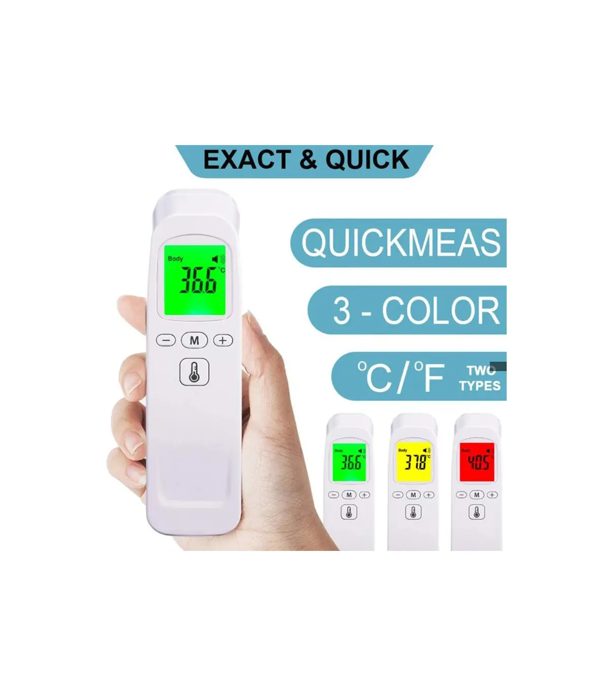 [White] AiQUE thermomètre infrarouge numérique LCD mesure du corps enfants adultes fièvre IR en
