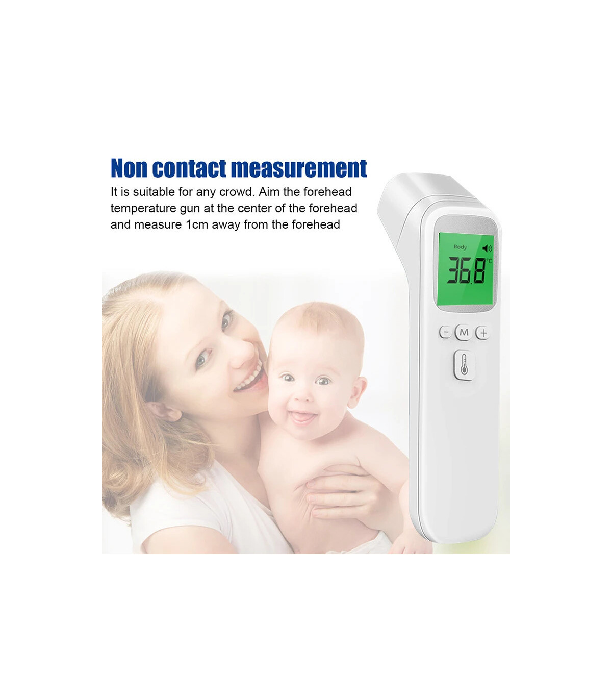 [White] AiQUE thermomètre infrarouge numérique LCD mesure du corps enfants adultes fièvre IR en