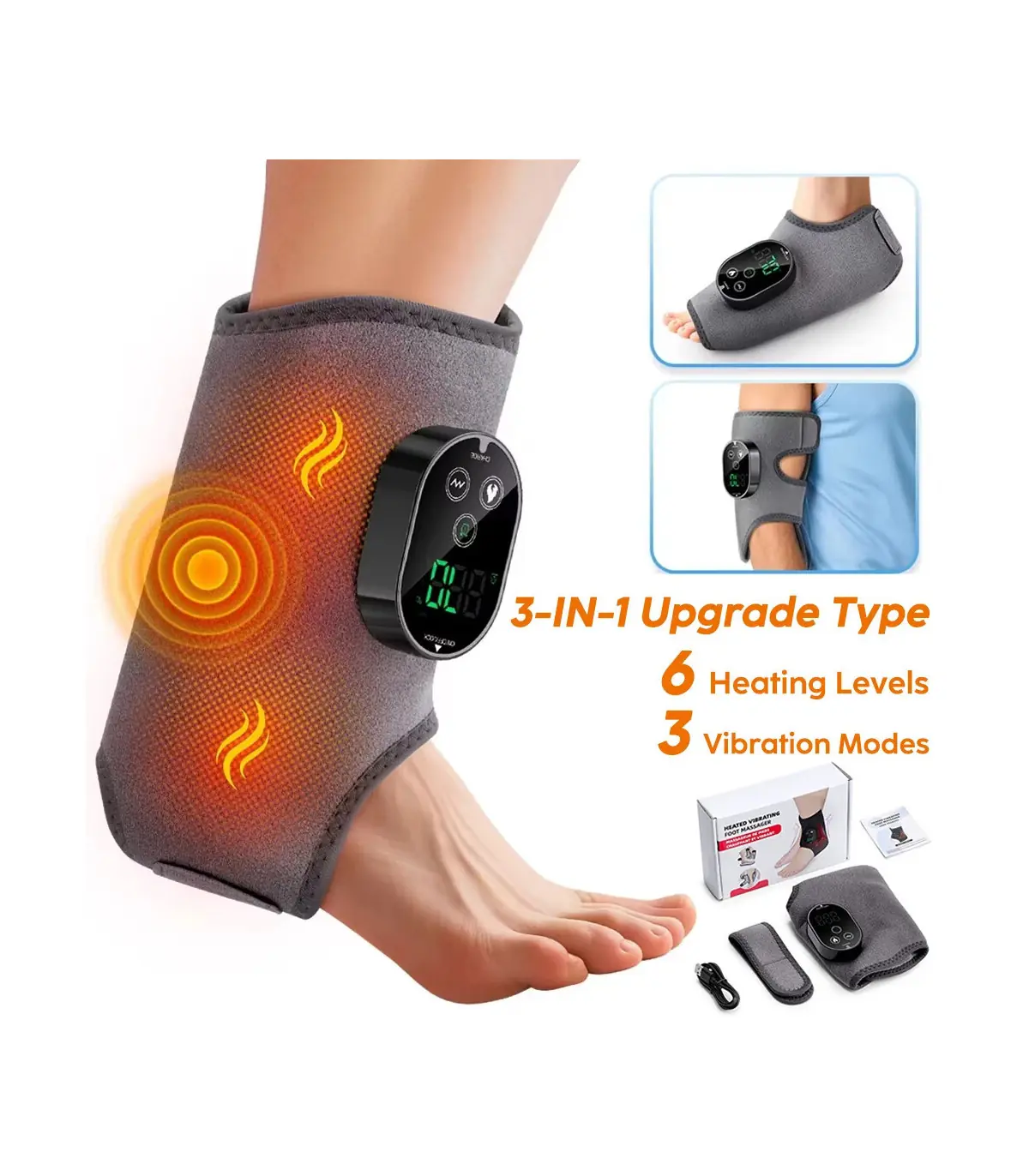 [3-IN-1 Upgrade Type] Attelle de poignet électrique avec compresse chaude réglable, Massage par