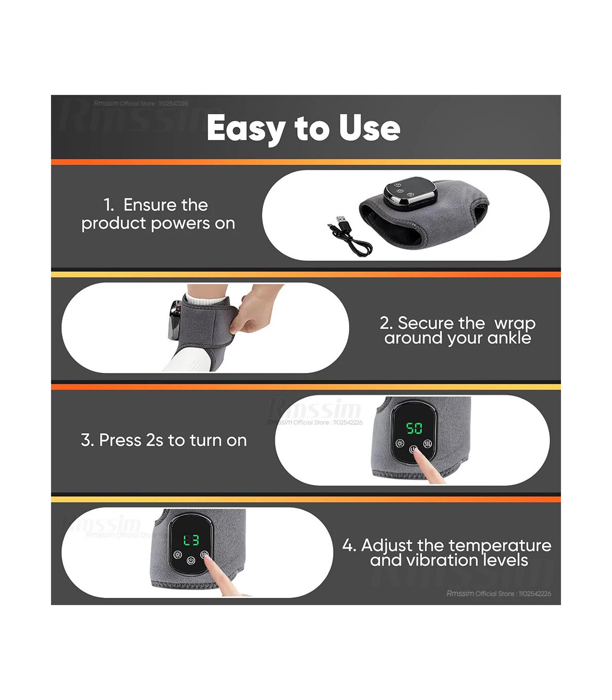 [3-IN-1 Upgrade Type] Attelle de poignet électrique avec compresse chaude réglable, Massage par