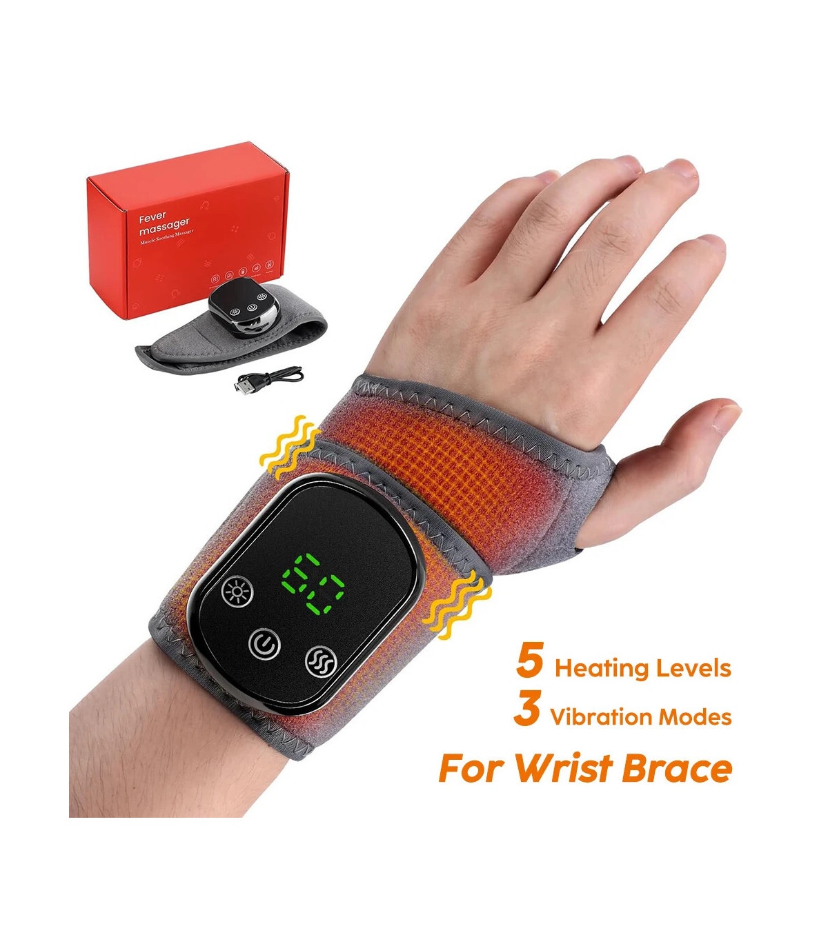 [For Wrist Massager] Attelle de poignet électrique avec compresse chaude réglable, Massage par 
