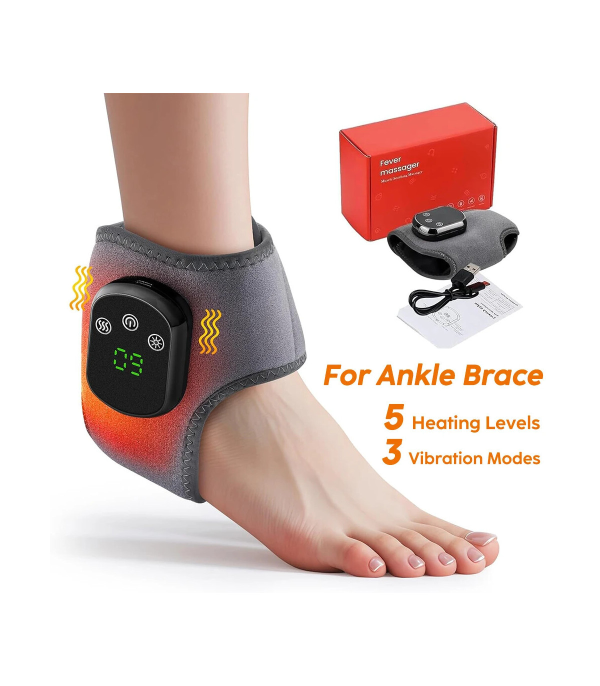[For Ankle Massager] Attelle de poignet électrique avec compresse chaude réglable, Massage par 