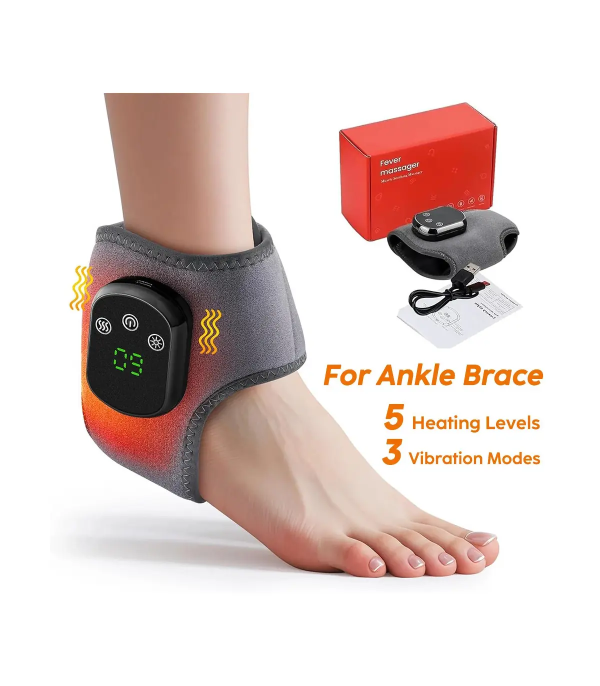[For Ankle Massager] Attelle de poignet électrique avec compresse chaude réglable, Massage par 
