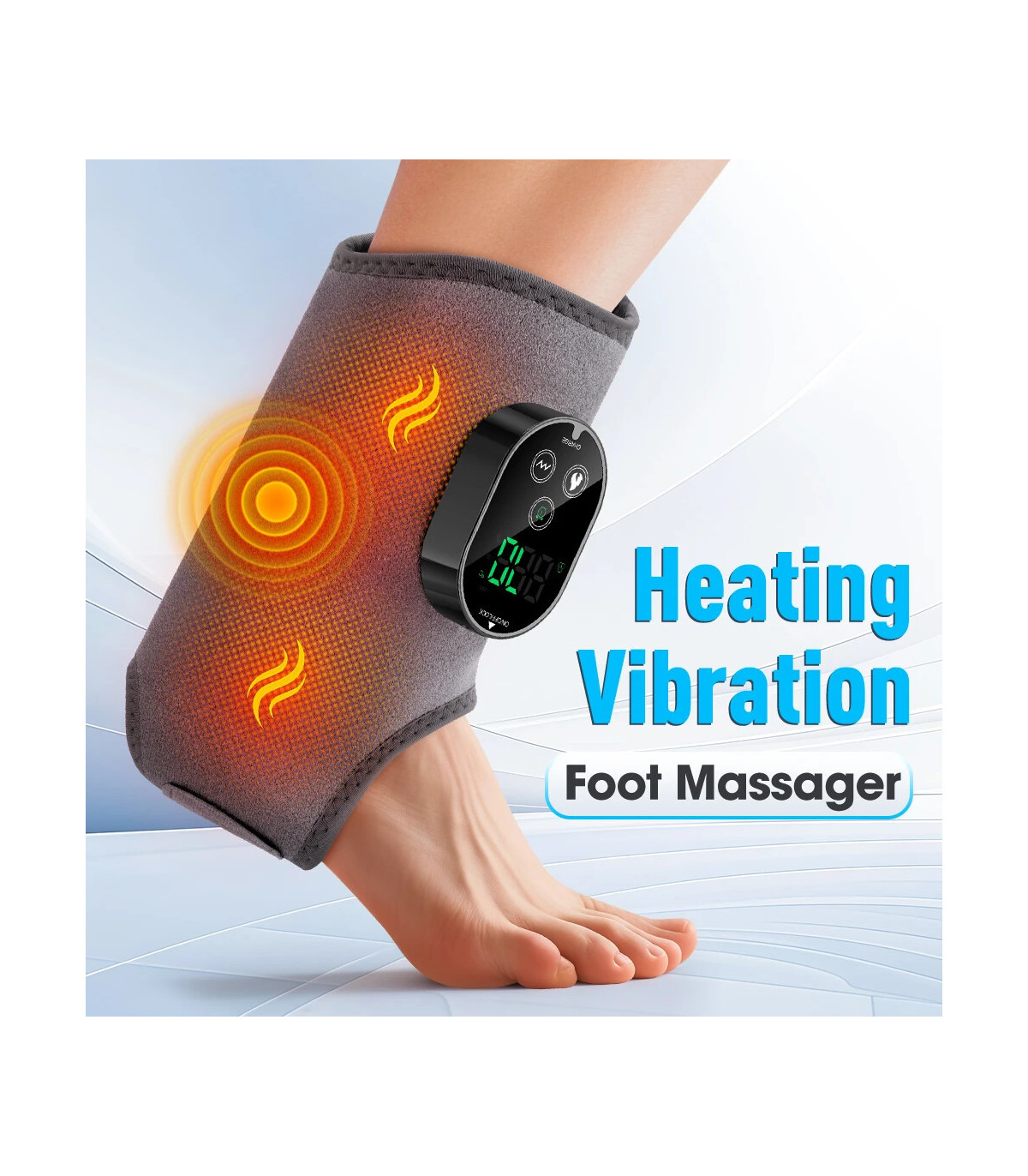 [1pcs gray] Masseur de pieds et de chevilles rechargeables à double moteur, Vibration thermique