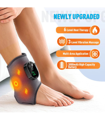 [1pcs gray] Masseur de pieds et de chevilles rechargeables à double moteur, Vibration thermique