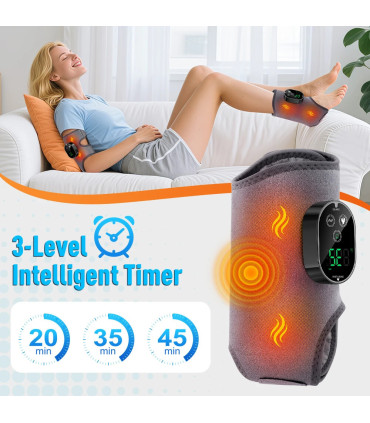 [1pcs gray] Masseur de pieds et de chevilles rechargeables à double moteur, Vibration thermique