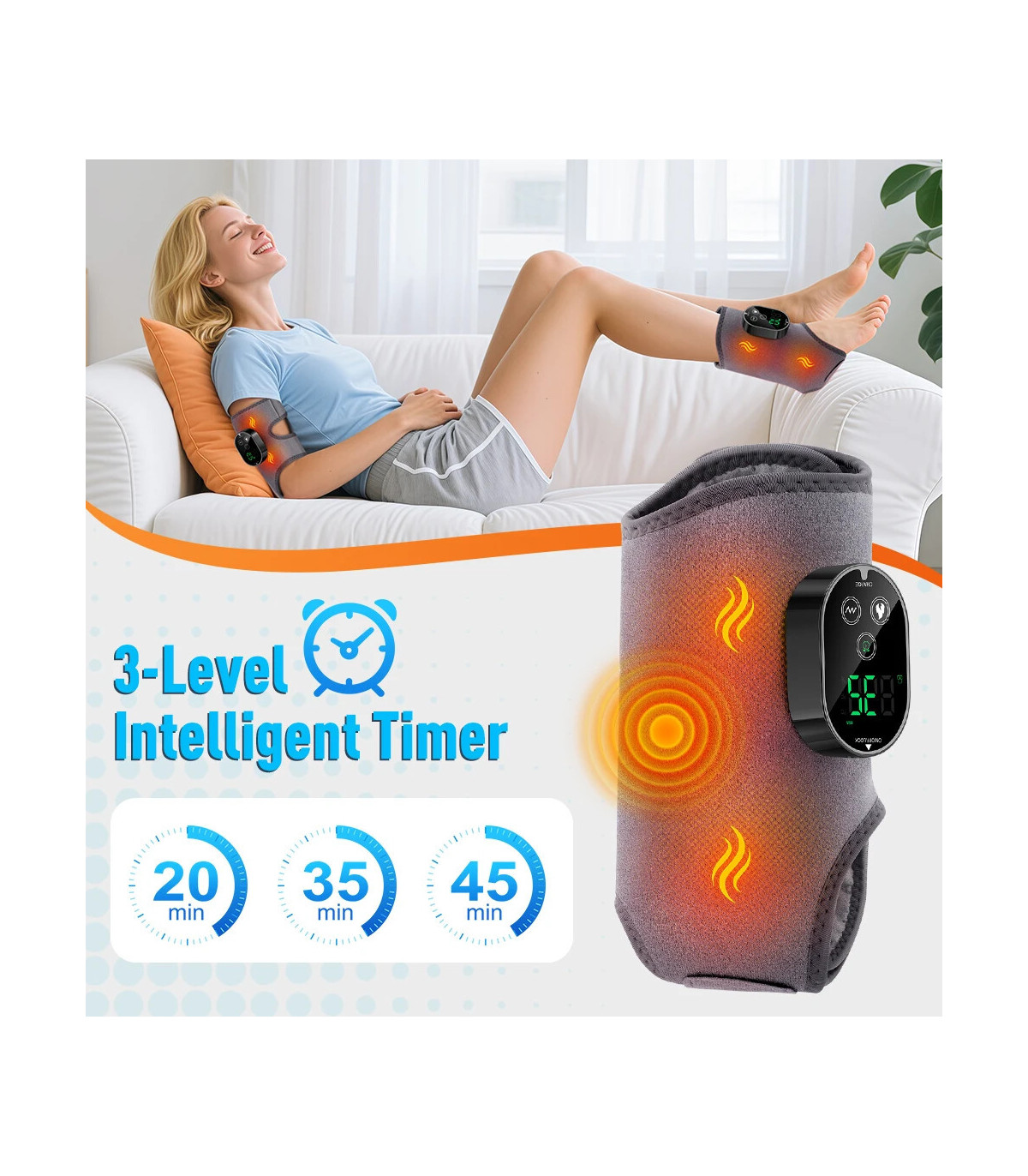 [1pcs gray] Masseur de pieds et de chevilles rechargeables à double moteur, Vibration thermique