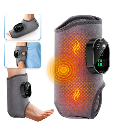 [1pcs gray] Masseur de pieds et de chevilles rechargeables à double moteur, Vibration thermique