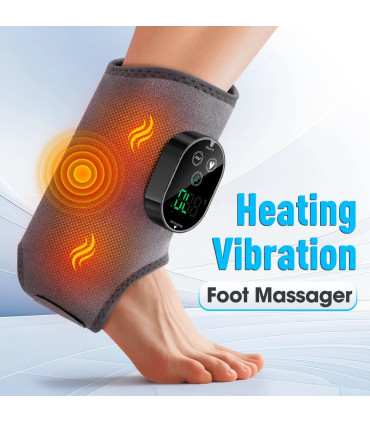 [1pcs black] Masseur de pieds et de chevilles rechargeables à double moteur, Vibration thermiqu