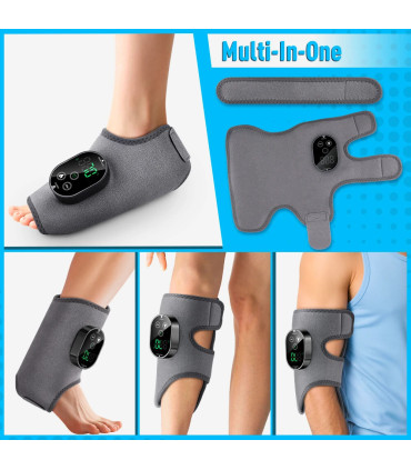 [1pcs black] Masseur de pieds et de chevilles rechargeables à double moteur, Vibration thermiqu