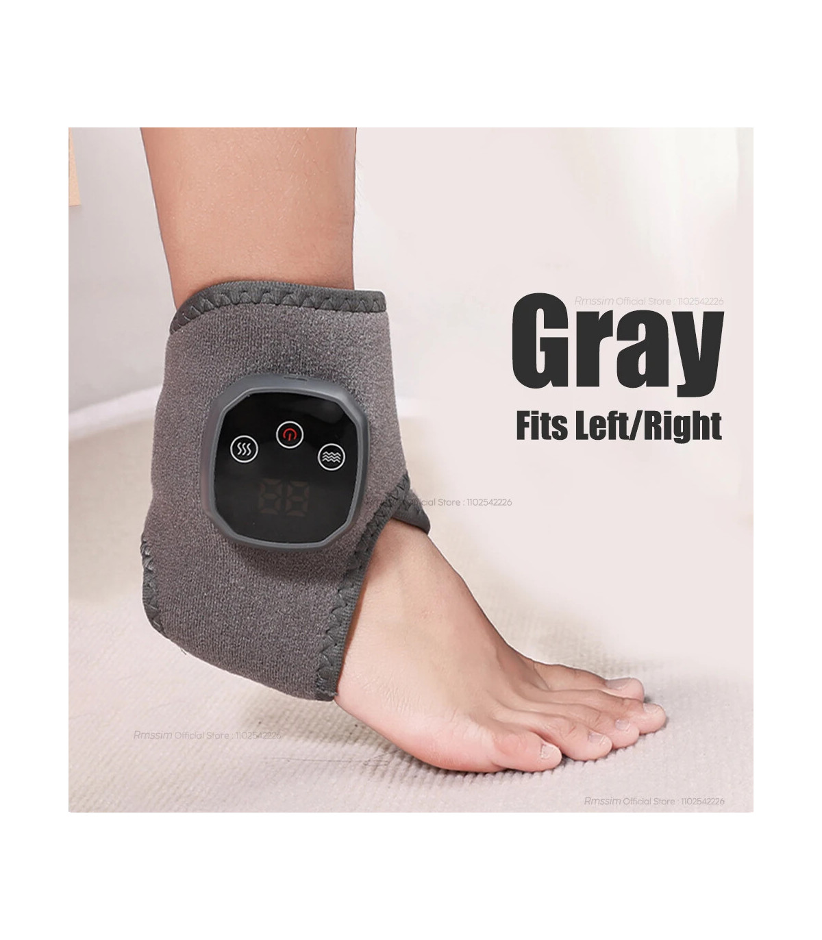 [Gray 1pcs] Le masseur électrique de cheville et de poignet peut vibrer et la thérapie par comp