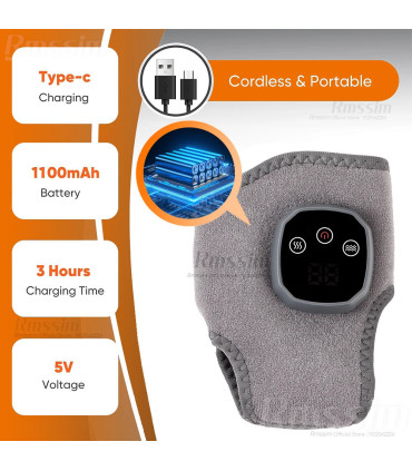 [Gray 1pcs] Le masseur électrique de cheville et de poignet peut vibrer et la thérapie par comp