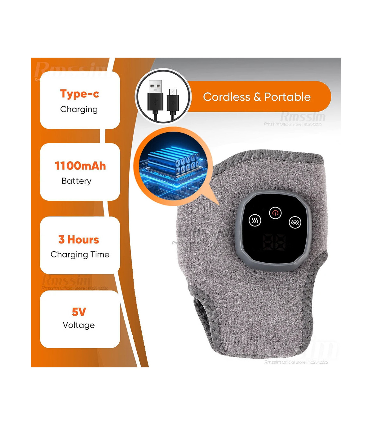 [Gray 1pcs] Le masseur électrique de cheville et de poignet peut vibrer et la thérapie par comp