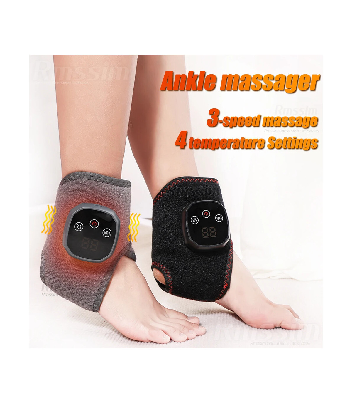 [Black 1pcs] Le masseur électrique de cheville et de poignet peut vibrer et la thérapie par com