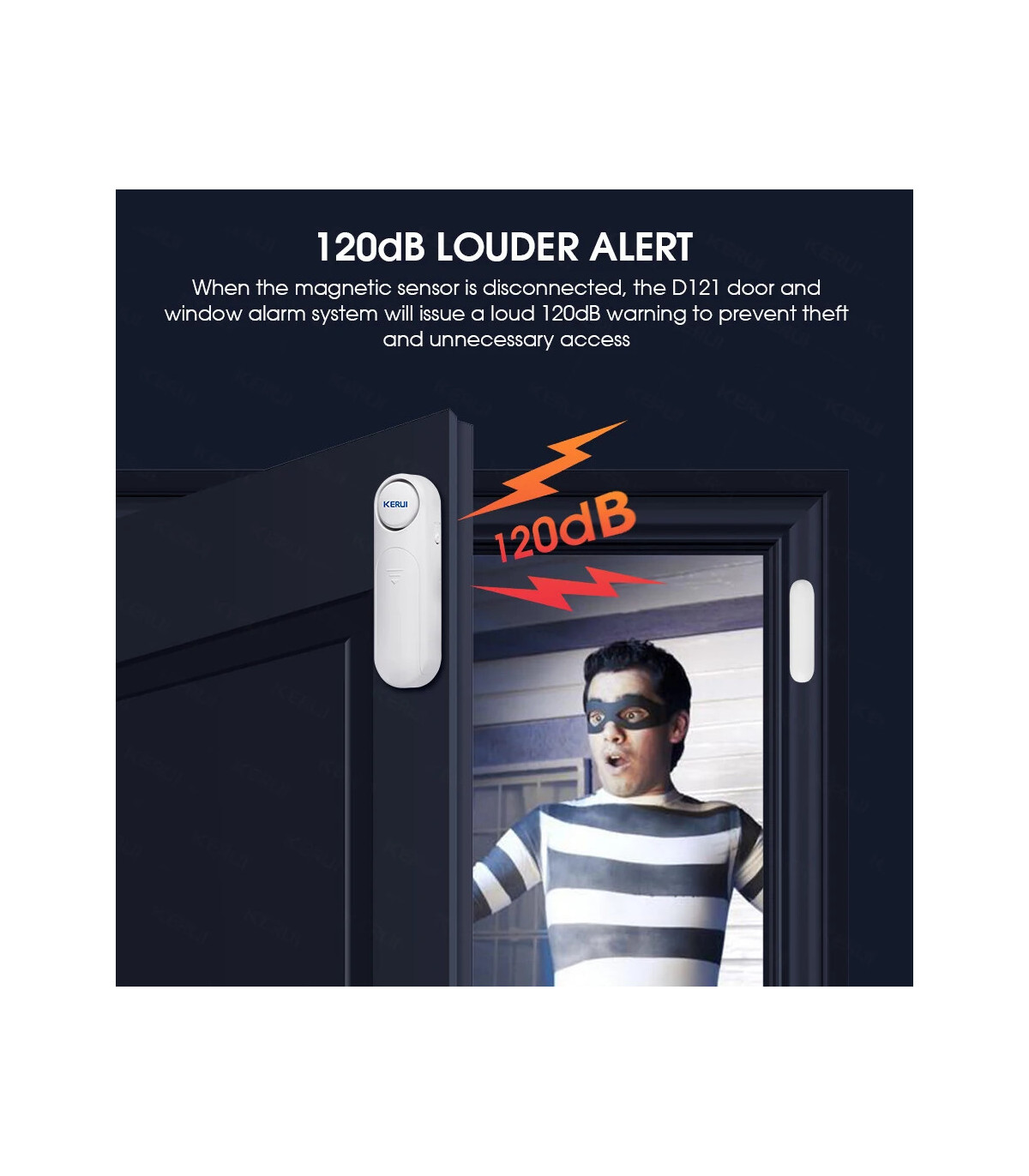 [KIT 2] KERbiomomer-Capteur d\'alarme sans fil pour porte et fenêtre, 300 pieds, 120dB, antivol,