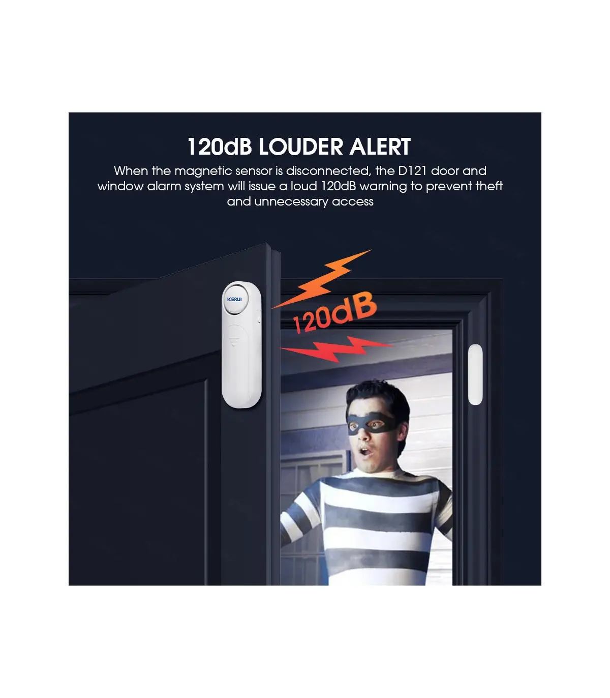 [KIT 3] KERbiomomer-Capteur d\'alarme sans fil pour porte et fenêtre, 300 pieds, 120dB, antivol,