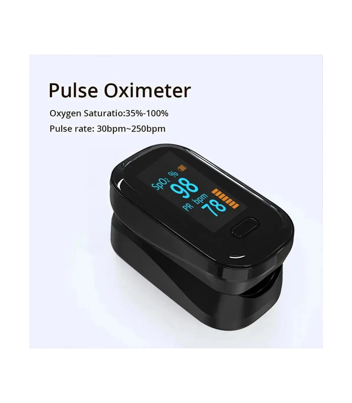 [Black] Oxymètre de pouls au doigt, appareil médical portable, compteur de saturation de la fré