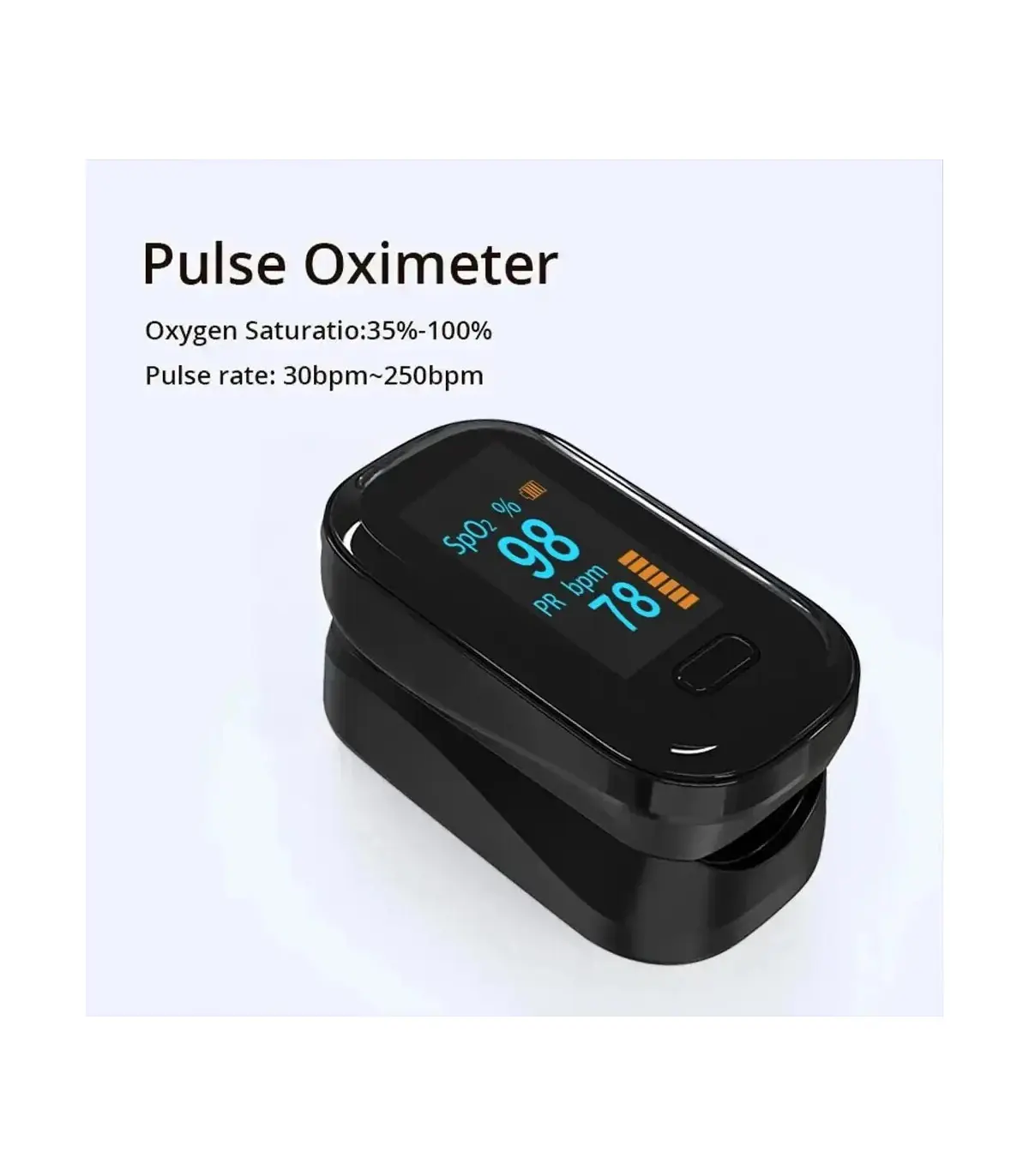 [Black] Oxymètre de pouls au doigt, appareil médical portable, compteur de saturation de la fré