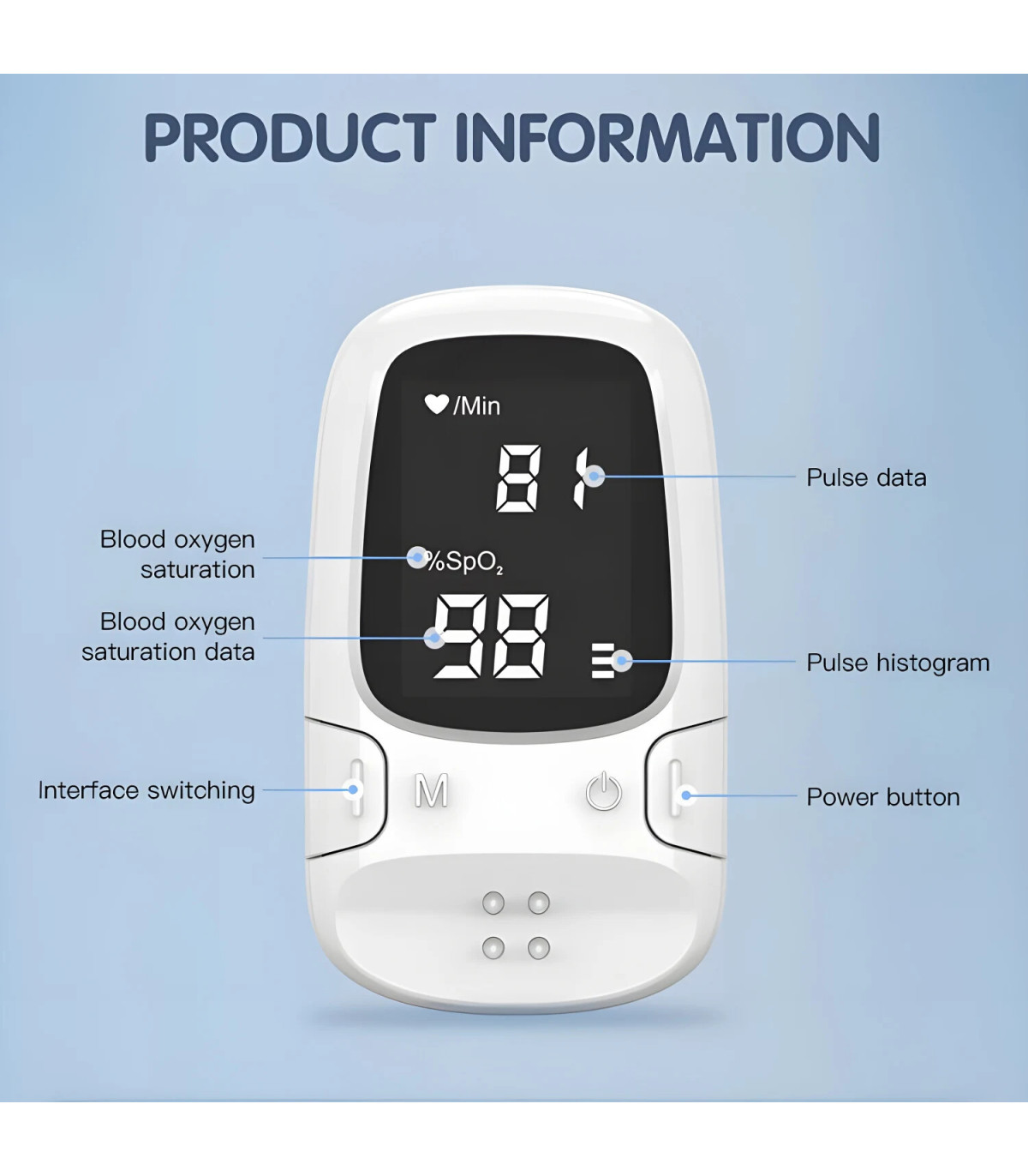 [White] Mini oxymètre de pouls Portable pour la santé, Saturation de l\'oxygène dans le sang, ox