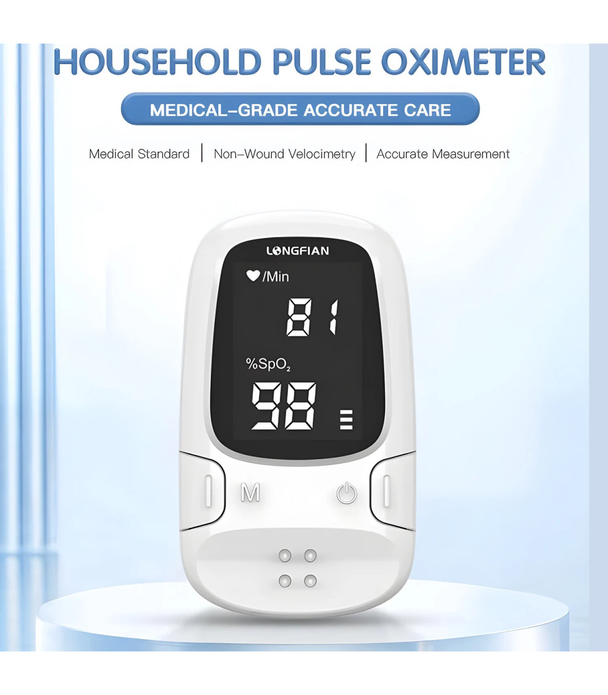 [White] Mini oxymètre de pouls Portable pour la santé, Saturation de l\'oxygène dans le sang, ox