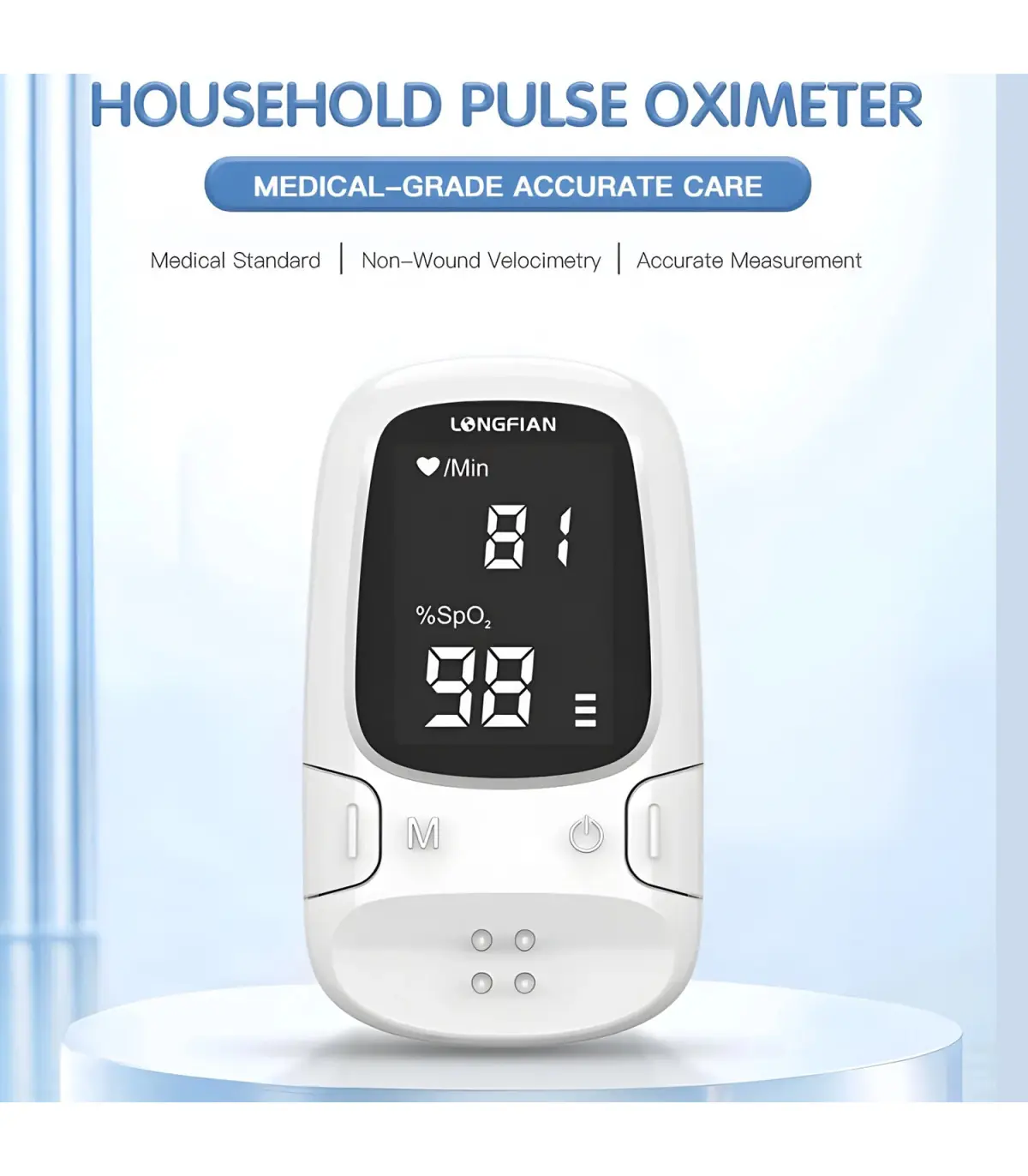 [White] Mini oxymètre de pouls Portable pour la santé, Saturation de l\'oxygène dans le sang, ox